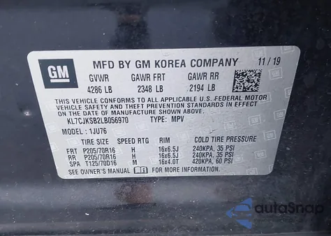 2020 Chevrolet Trax Fwd Ls from USA, damaged, VIN KL7CJKSB2LB056970